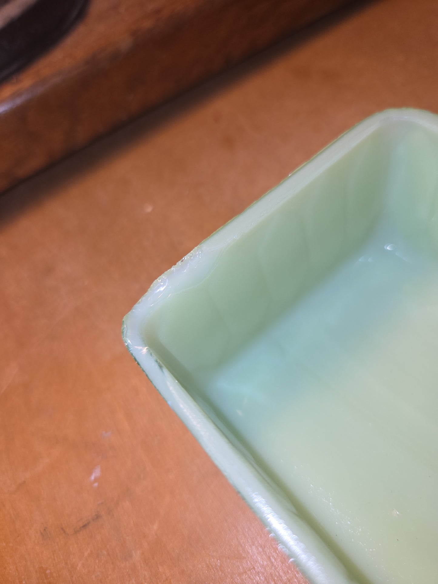 Vintage Uranium Jadeite Jeannette Butter Cover Only AS IS Chips vug66
