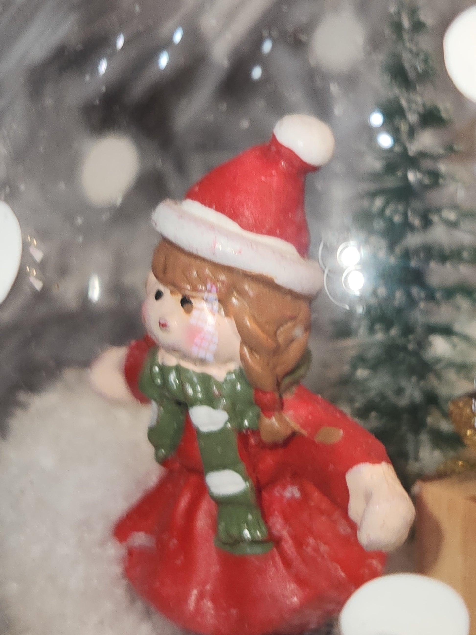 Glass Snowglobe Ornament with Girl Gift Snow Tree st1