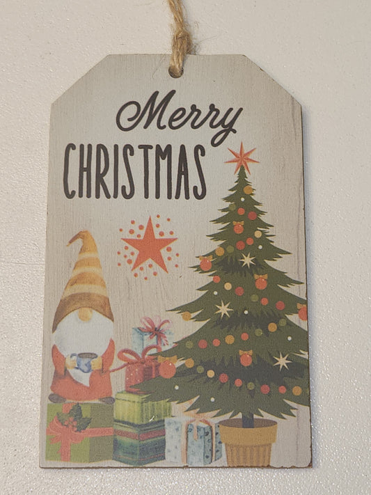 Tag Ornaments Merry Christmas Gnome Wine Tag to9