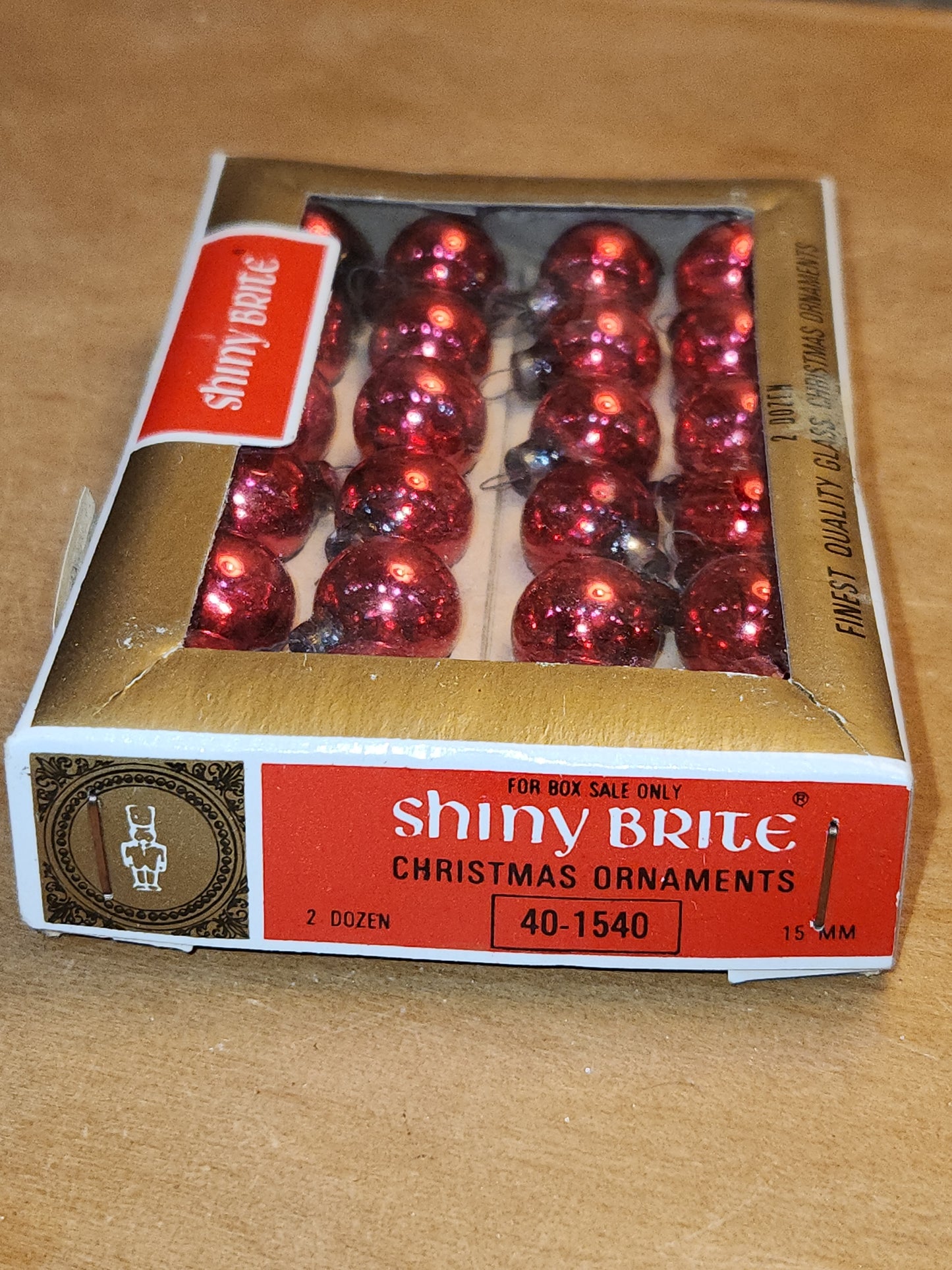 Vintage Shiny Brite 24 Red Mercury Glass Feather Tree Ornaments 1/2 inch 15mm bo123