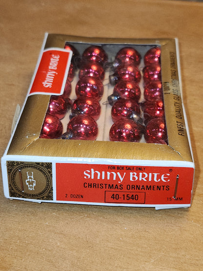 Vintage Shiny Brite 24 Red Mercury Glass Feather Tree Ornaments 1/2 inch 15mm bo123