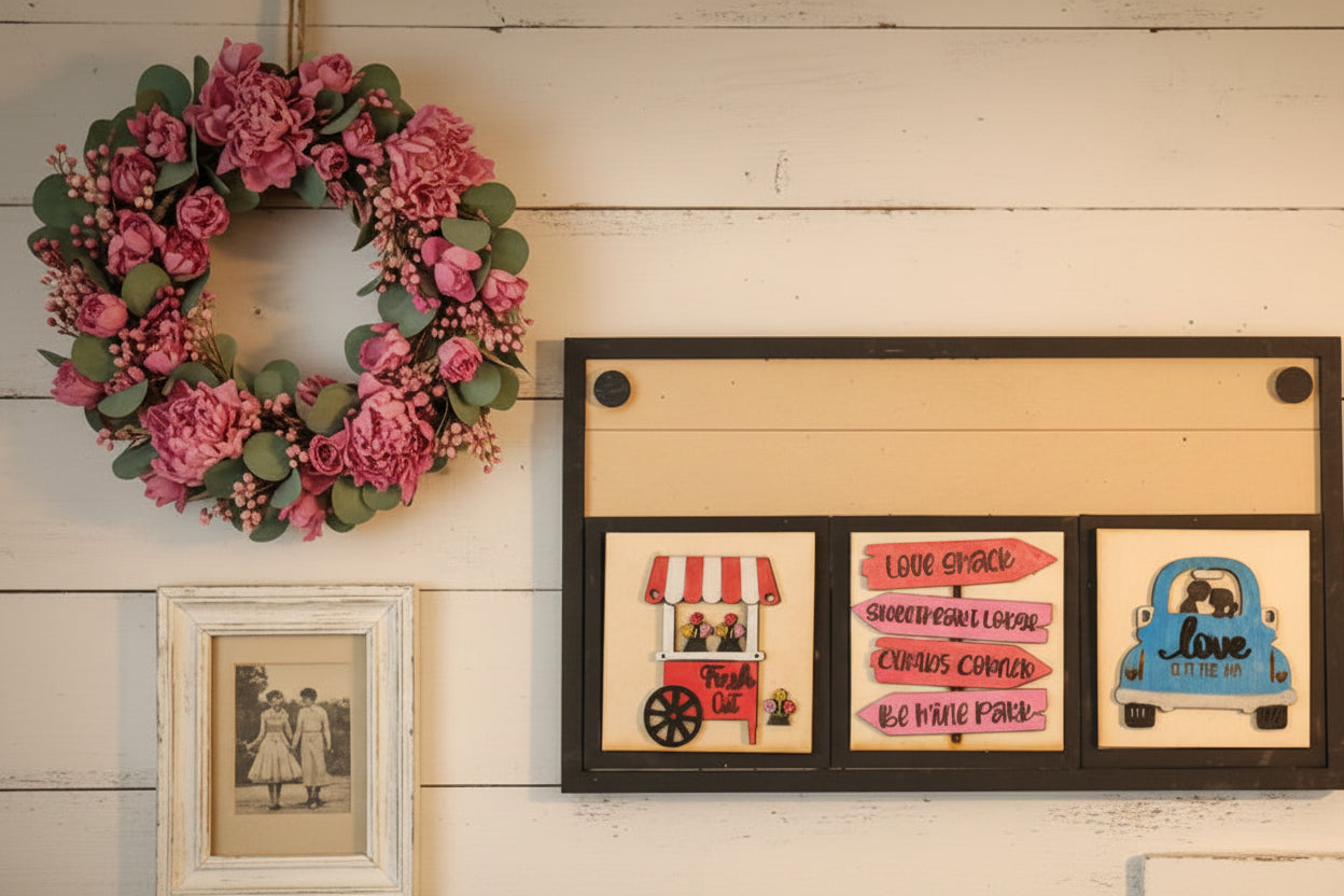 Valentine's Day February Insert Kit for Interchangeable Frame Can Fit Arch, Rectangle, or Square Frame FRAMES SOLD SEPARATELY