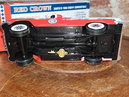 Vintage Liberty Classics Red Crown Gasoline Santa's 1955 Chevy Convertible 1/25th Scale Limited Edition Die Cast Metal. Coin Bank. 1994 car12