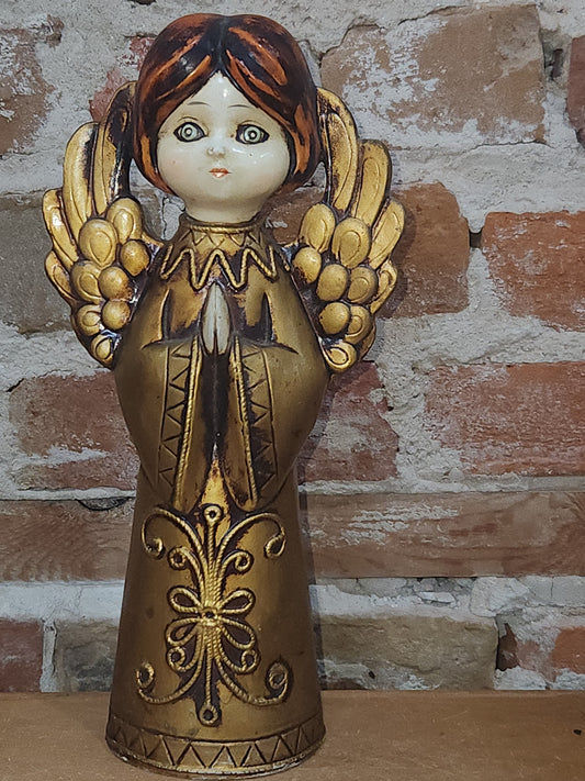 Vintage Big Eyed Angel Molded or Paper Mache 10 3/4" ag7