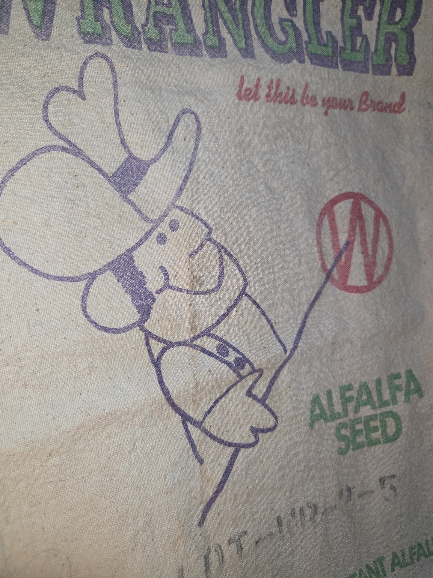Vintage Alfalfa Seed Sack Wrangler Nebraska 1983 Read Description sa5