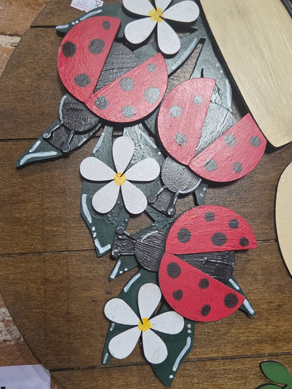 Ladybugs and Flowers Insert for Interchangeable Pot Spilling Door Sign *Sign Sold Seperately* pi14