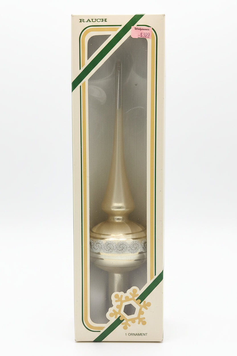 Vintage Rauch Hand Blown Mercury Glass Tree Topper White Gold Glass with Box Box tt11