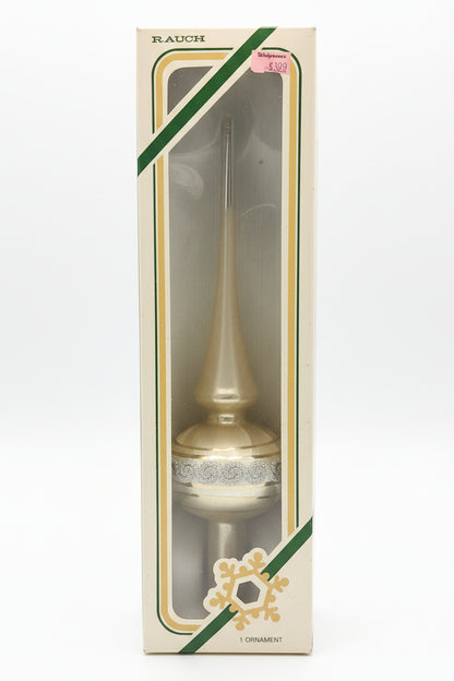 Vintage Rauch Hand Blown Mercury Glass Tree Topper White Gold Glass with Box Box tt11