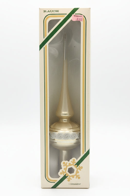 Vintage Rauch Hand Blown Mercury Glass Tree Topper White Gold Glass with Box Box tt11