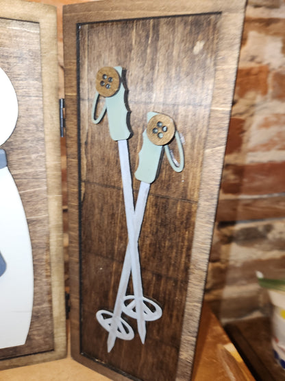 Trio Frame Decor Winter Snowman Skis 10 1/2"  tt72