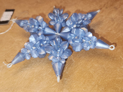 Blue Beaded Snowflake Ornament bs1