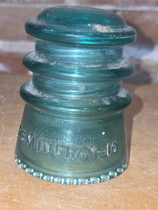 Vintage Insulator Hemingray 10 Teal Glass Made in U.S.A. H610t