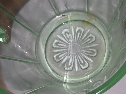 Vintage Uranium Green Depression Glass Sugar Bowl Vaseline AS IS Crack Glows dg78
