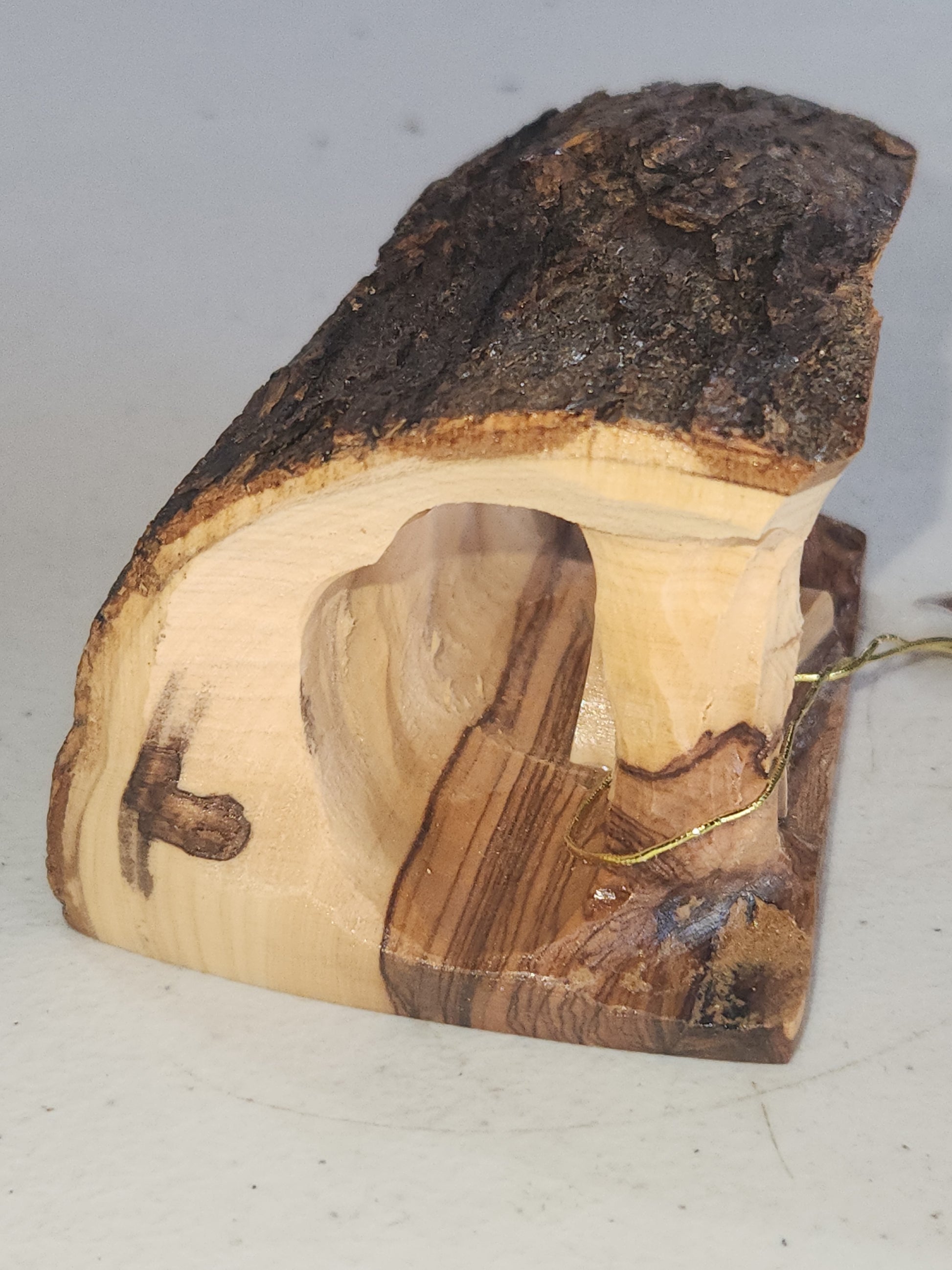 Small Grotto nativity carved in olive wood Branch - 3"x5" n3