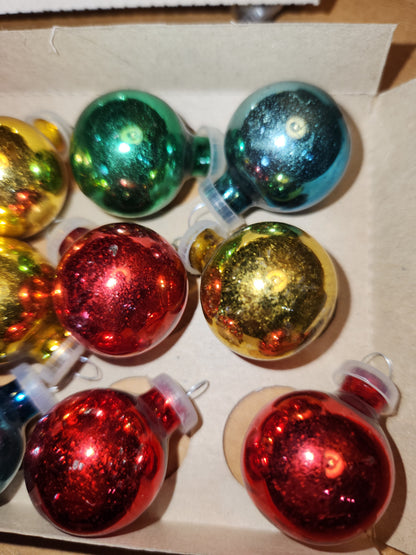 Vintage Mercury Glass Feather Tree Ornaments 24 Pieces Plastic Tops