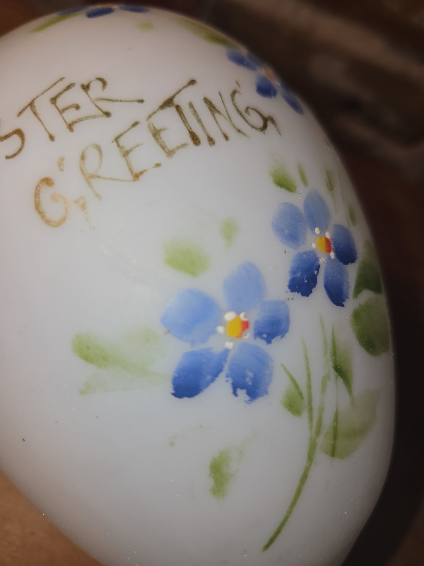 Antique Victorian Glass Blown Easter Egg Hand Painted AS IS eeg6