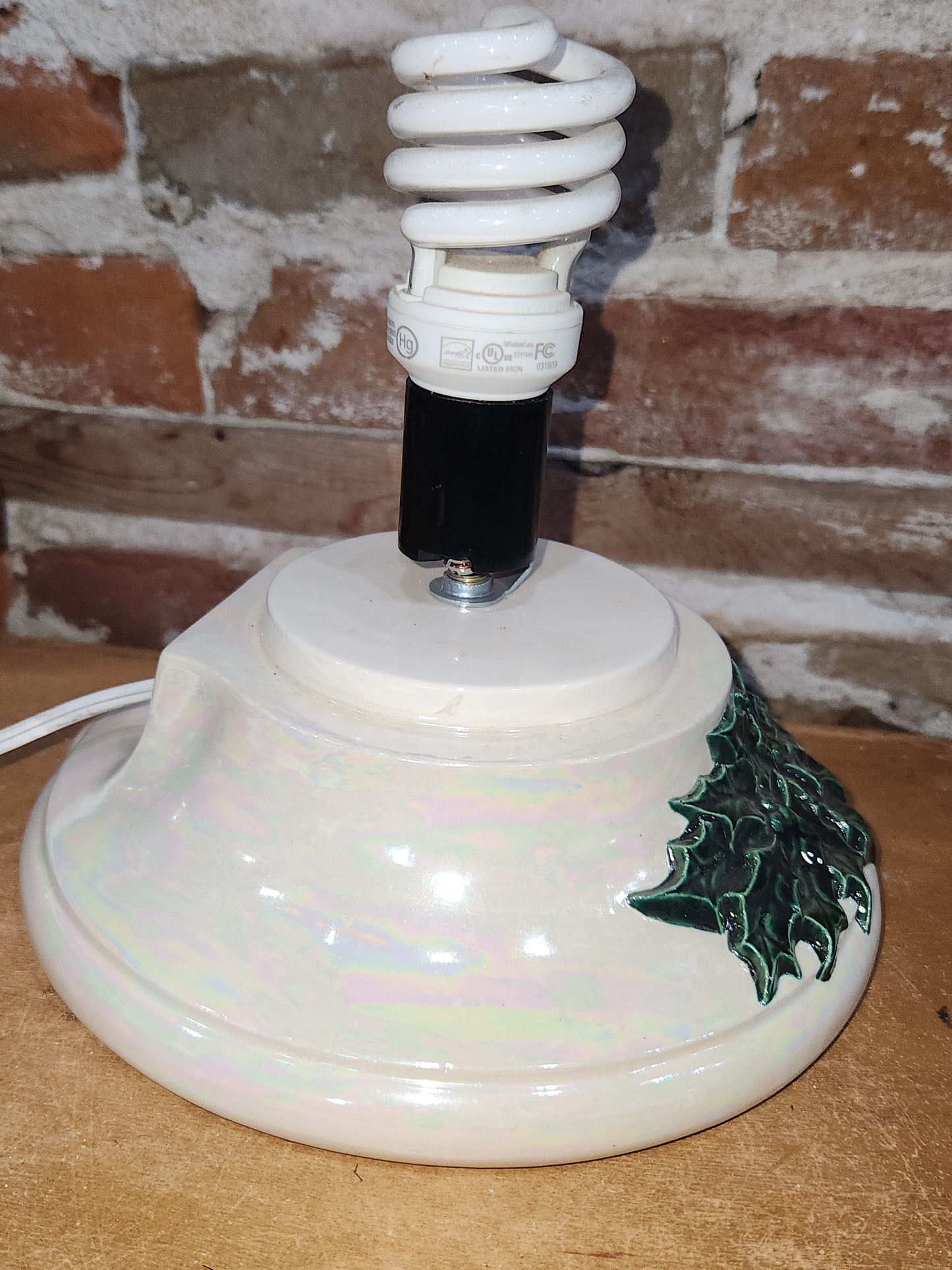Vintage Ceramic Christmas Tree Base 1970s Iridescent Pearl NOTE: Base only