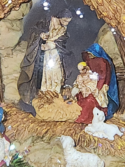 Christmas Nativity Musical Snow Globe Glitterdome Wind up to Play O'Holy Night 100mm nsg1