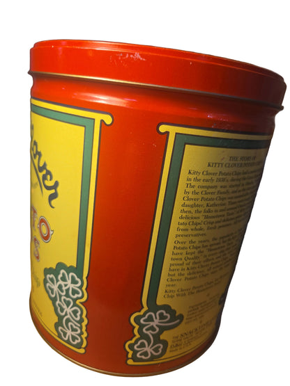 Vintage Advertising Tin Kitty Clover Potato Chip 14oz 1983 tin123