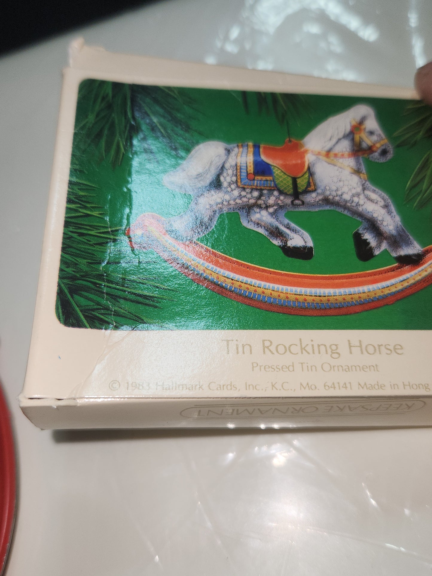 Vintage Hallmark Keepsake Ornament Pressed Tin Rocking Horse 1983