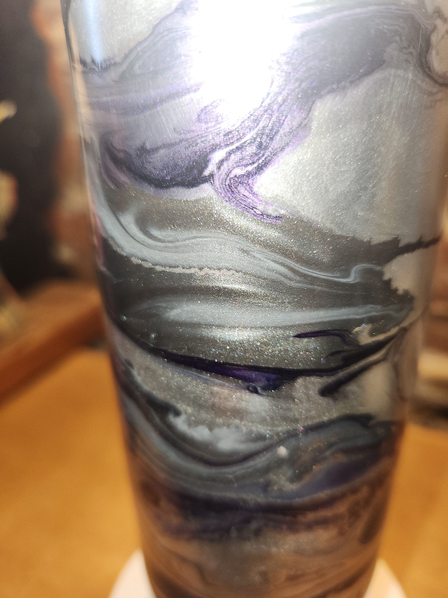 20 ounce stainless steel, Insulated, alcohol ink art Tumbler Purple, Silver Black AS IS CLEARANCE ai9