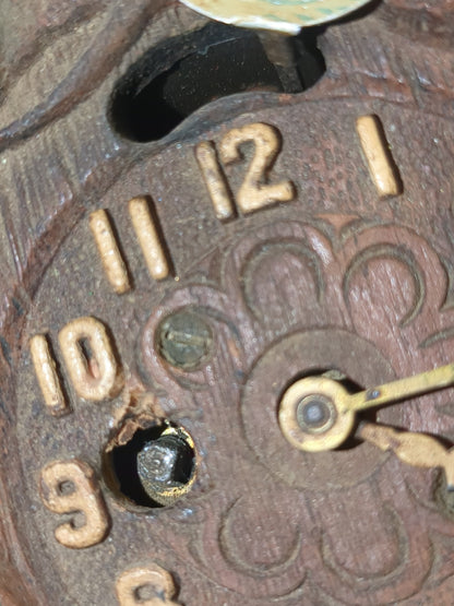 Vintage August C. Keebler Co. Pendulette Clock Red Flowers Blue Birds Nest Small AS IS Not Tested cl4
