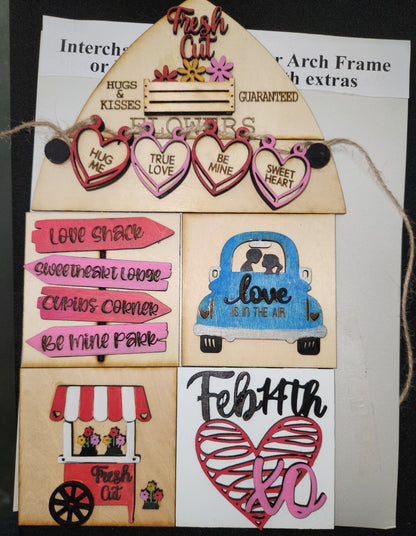 Valentine's Day February Insert Kit for Interchangeable Frame Can Fit Arch, Rectangle, or Square Frame FRAMES SOLD SEPARATELY