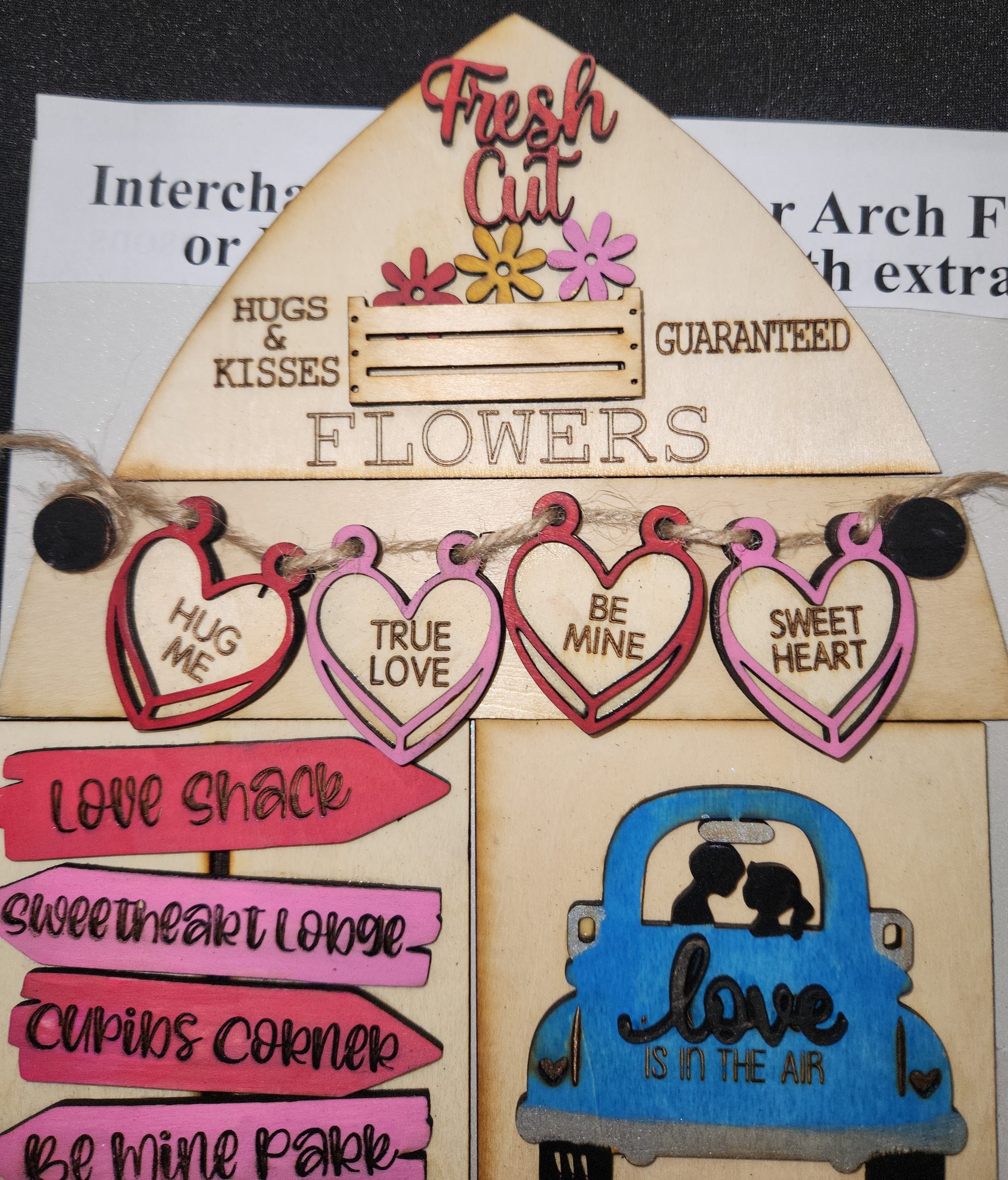 Valentine's Day February Insert Kit for Interchangeable Frame Can Fit Arch, Rectangle, or Square Frame FRAMES SOLD SEPARATELY