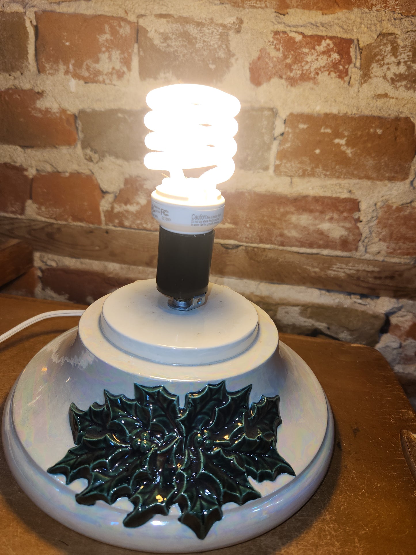 Vintage Ceramic Christmas Tree Base 1970s Iridescent Pearl NOTE: Base only