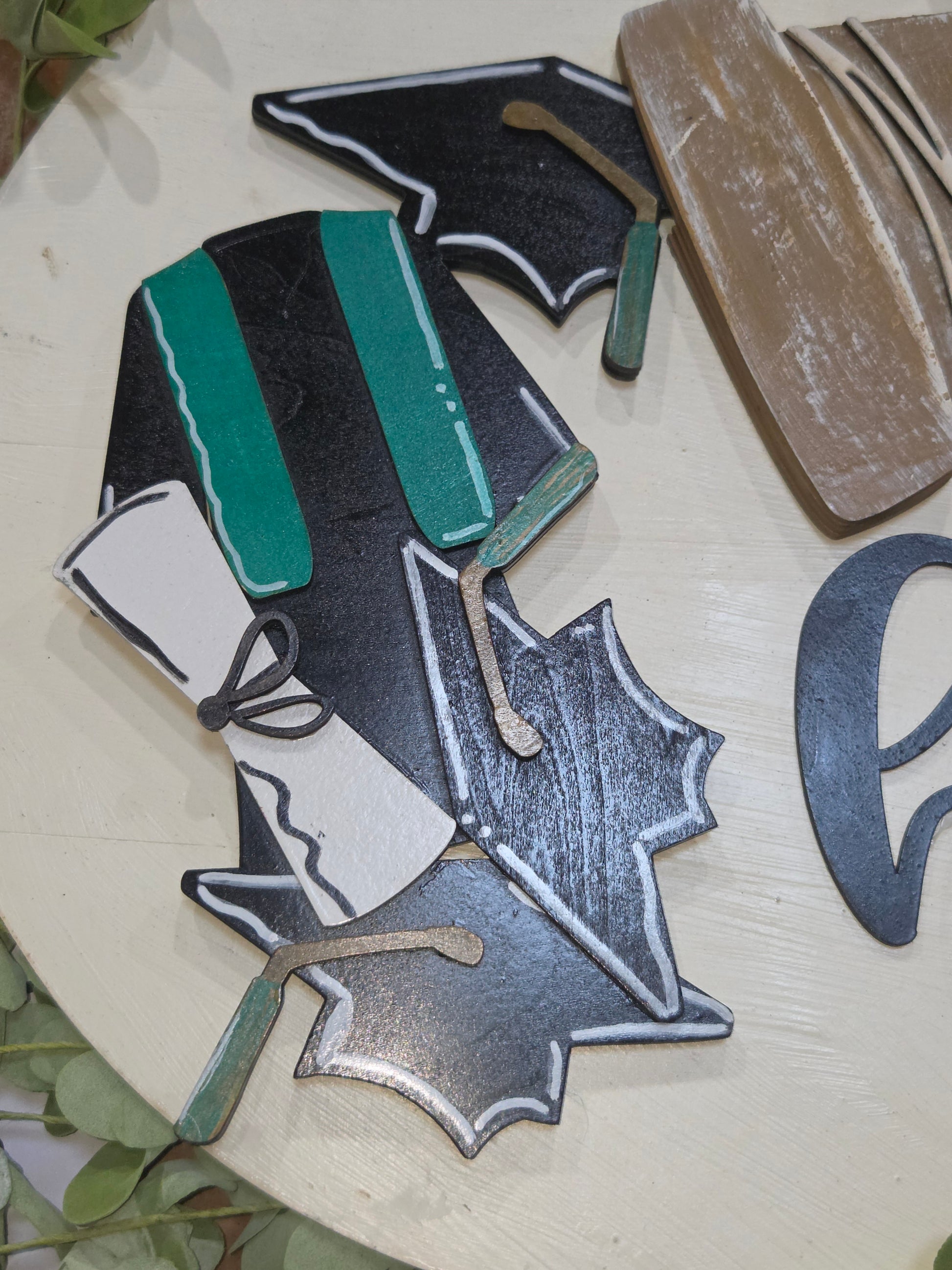 Graduation Black Green Gold Insert for Interchangeable Pot Spilling Door Sign *Sign Sold Seperately*