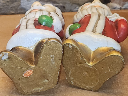 Vintage Chalkware Santa Figurines Set of 2 Made in Japan cw2