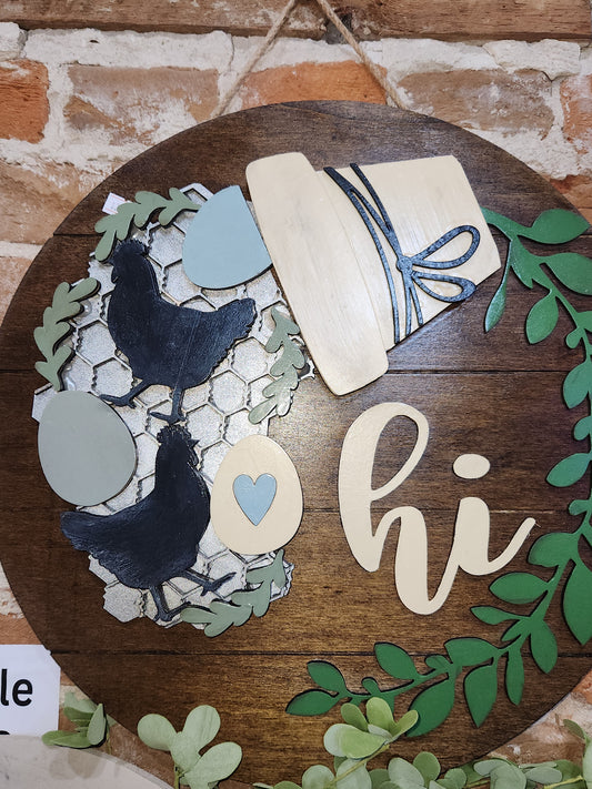 Chicken and Chicken Wire Insert for Interchangeable Pot Spilling Door Sign *Sign Sold Seperately* pi37