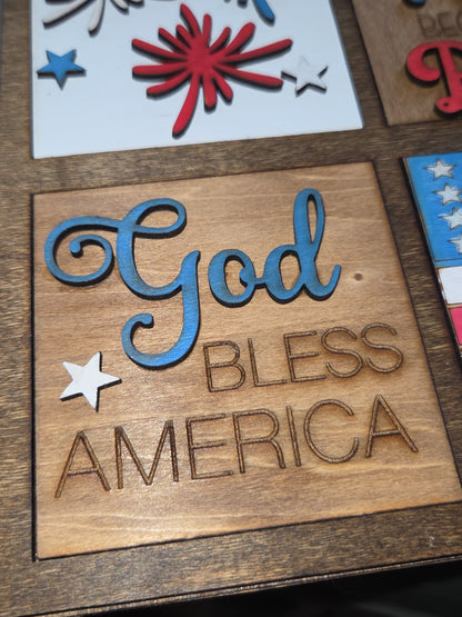 Patriotic Memorial Day Independence Day 4th of July Insert Kit for Interchangeable Frame Can Fit Arch, Rectangle, or Square Frame FRAMES SOLD SEPARATELY