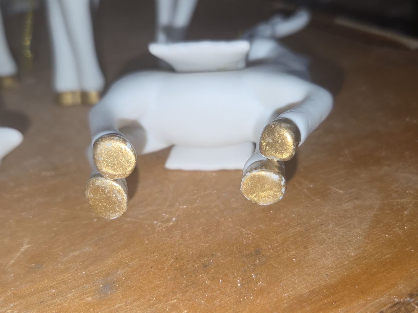 Vintage Living Quarters Bisque Porcelain Ornaments Deer White Gold Christmas Set of 4