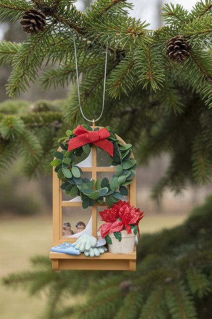 Vintage Hallmark Keepsake Ornament Winter Garden Ornament Birds Wreath Poinsettia 2004 ho70