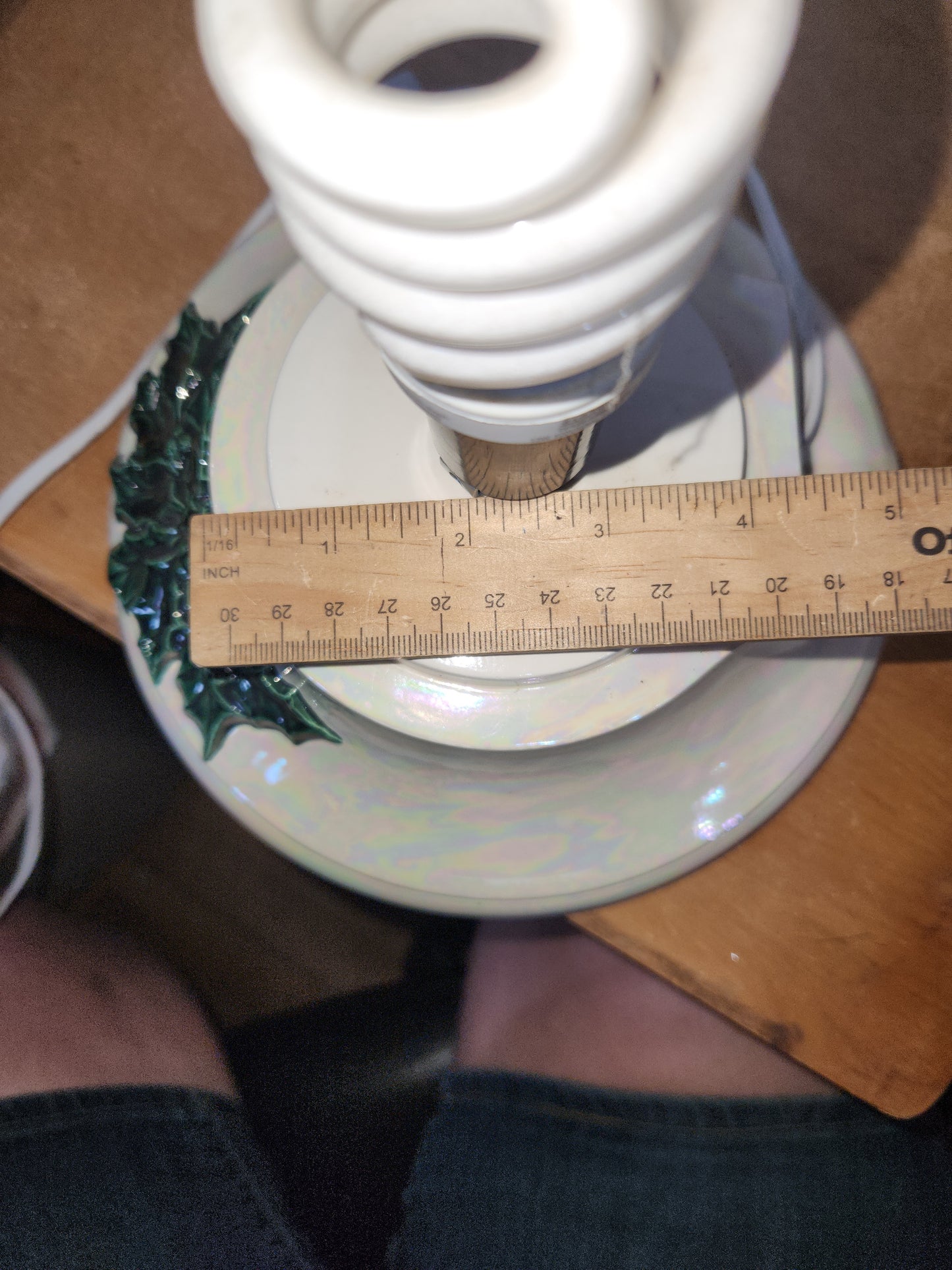 Vintage Ceramic Christmas Tree Base 1970s Iridescent Pearl NOTE: Base only