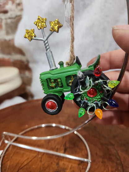 3.25" Green RESIN TRACTOR ORNAMENT ot1
