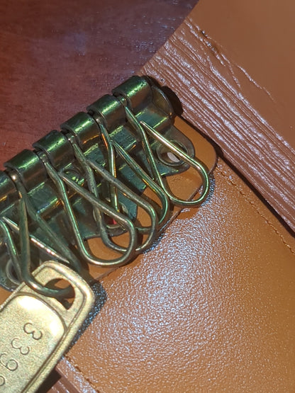 Vintage Amity brown cowhide genuine leather key wallet. New. Jh12