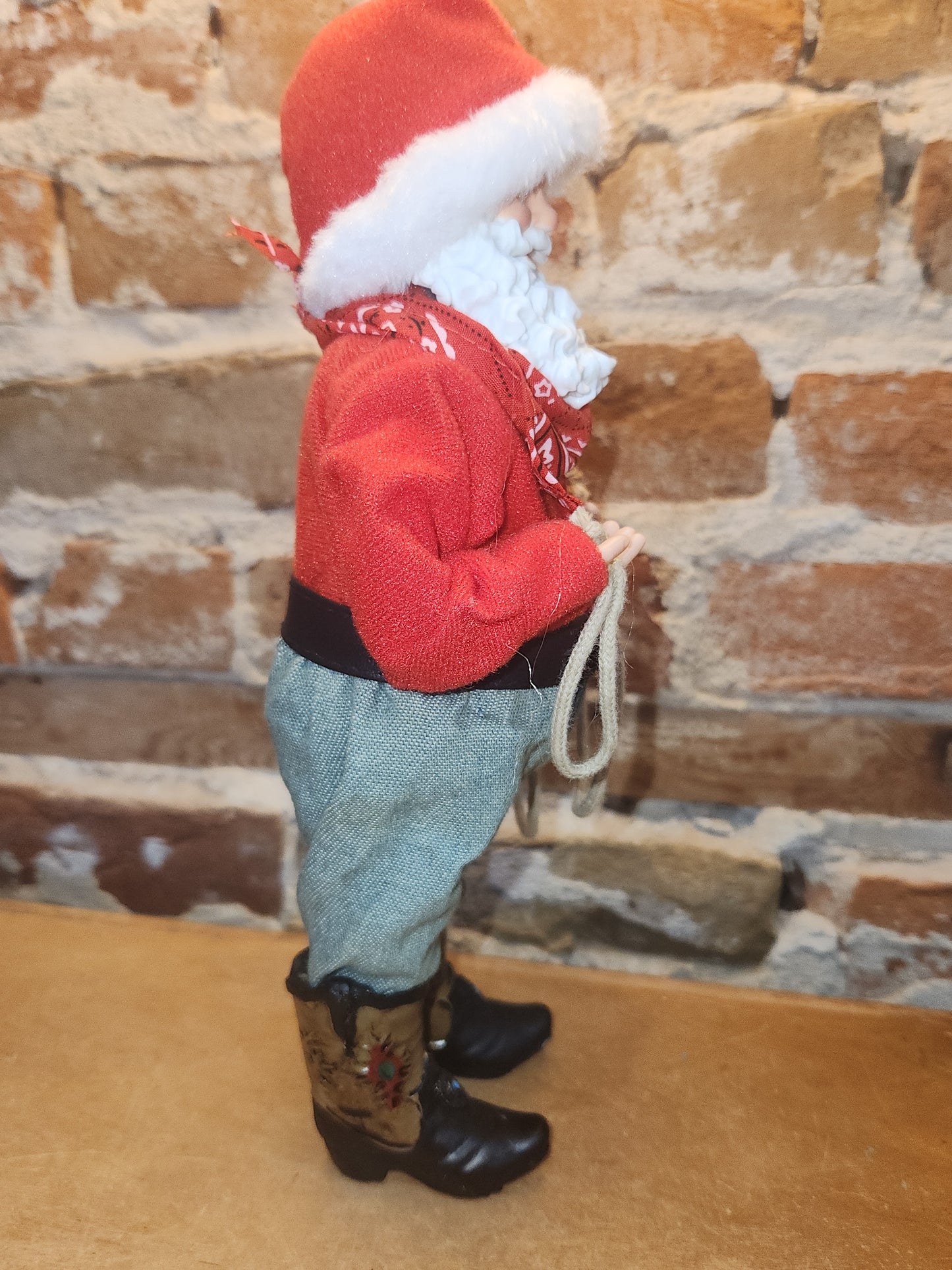 Ashland Christmas Cowboy Santa Boots Rope Belt Buckle sf50