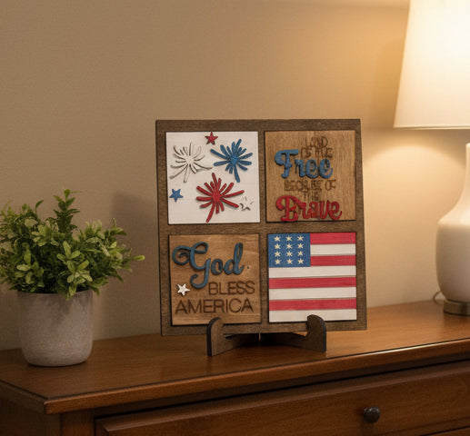 Patriotic Memorial Day Independence Day 4th of July Insert Kit for Interchangeable Frame Can Fit Arch, Rectangle, or Square Frame FRAMES SOLD SEPARATELY