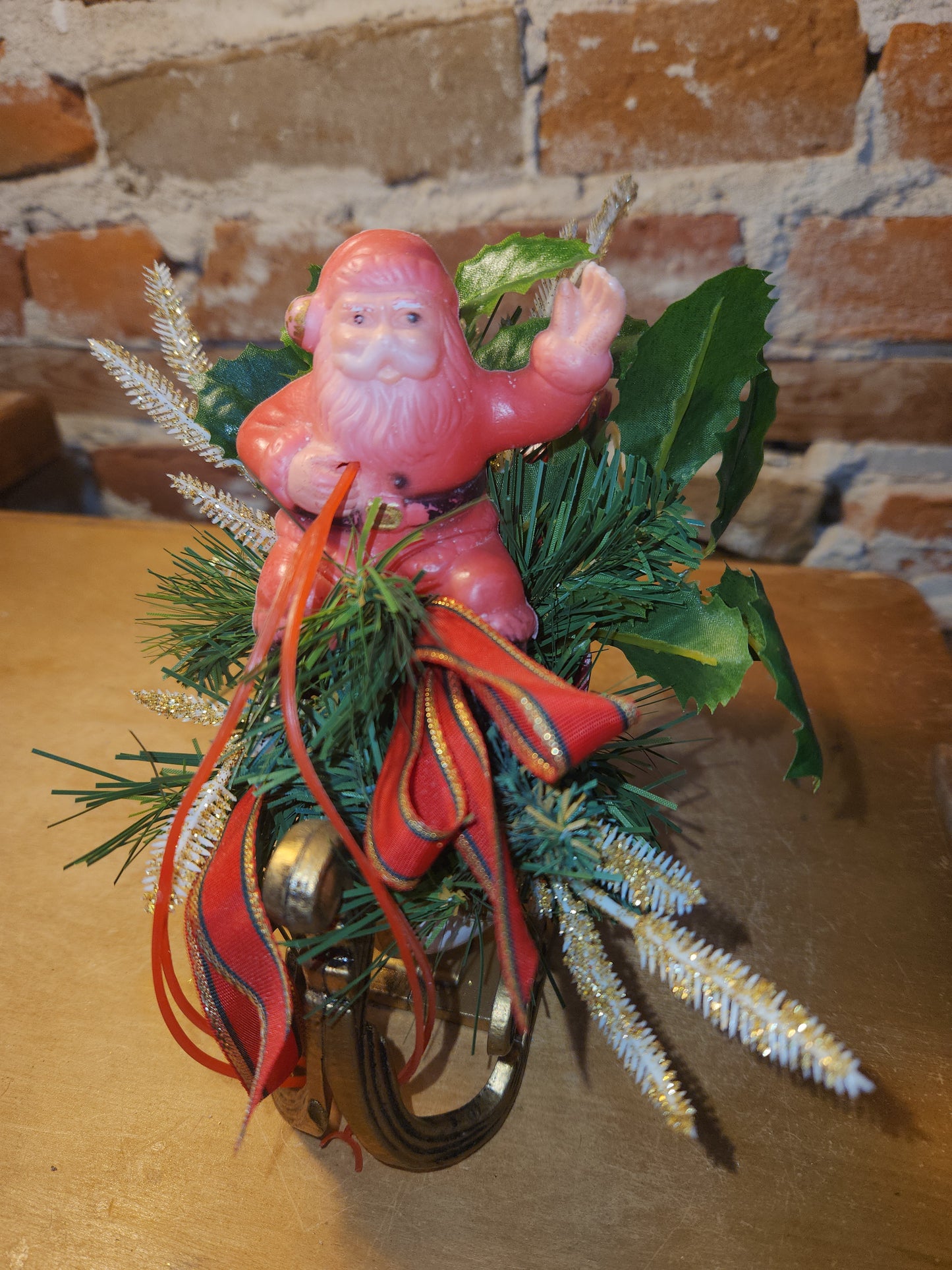 Vintage Plastic Santa and Sleigh Blow Mold vs9