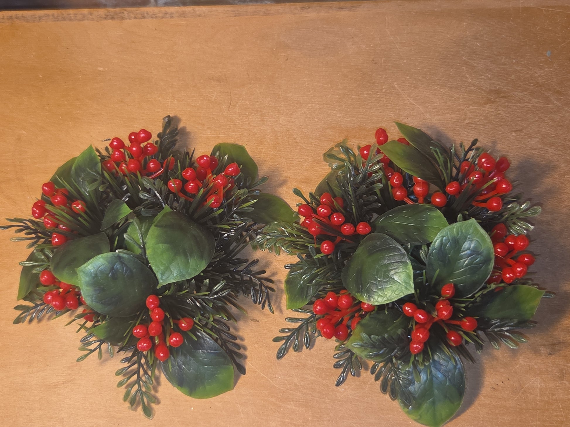 Vintage Christmas Candle Rings Set of 2