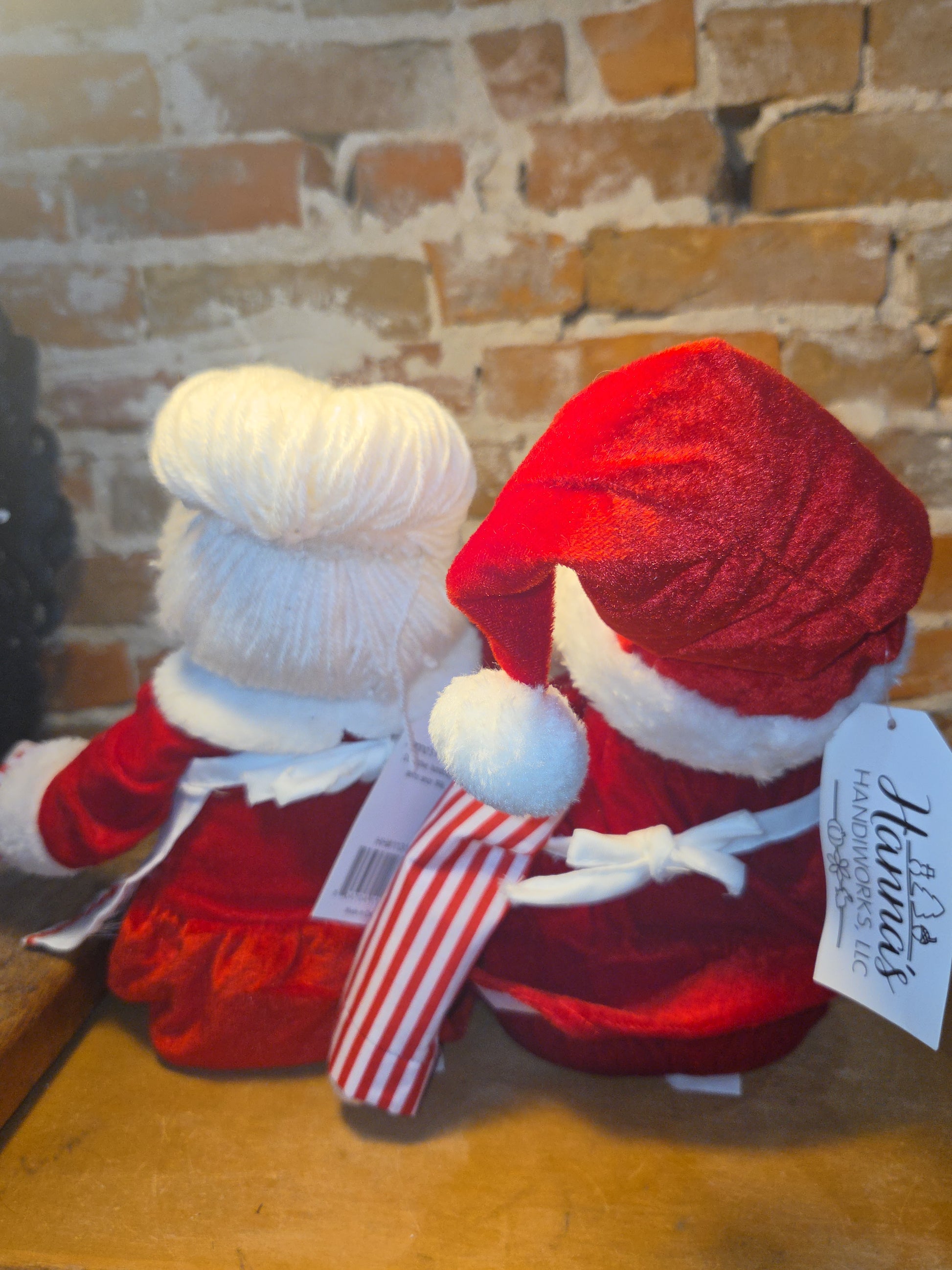 Santa and Mrs. Claus Plush Weighted Bottom Weighted Baking Rolling Pin Flour Hannah's Handiworks hh3