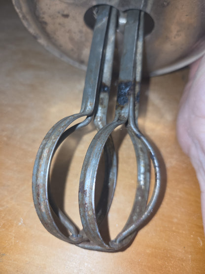 Vintage A & J  Hand Mixer Egg Beater Green Wood Handle kit601