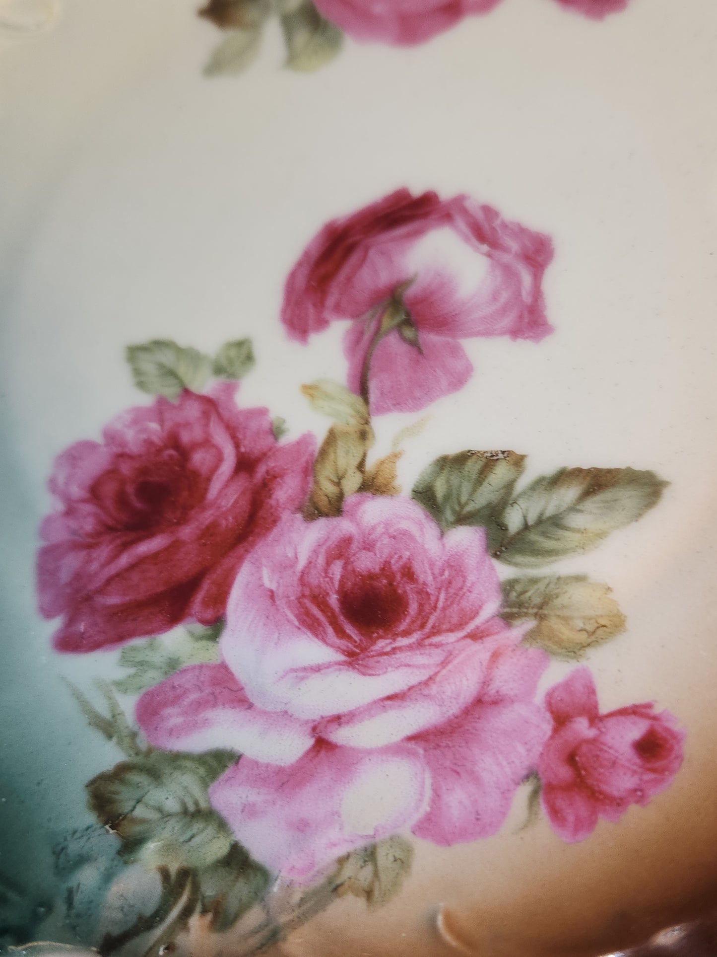 Vintage Marseille Z. C. & Company Bavarian Plate Stamped 7617 Light Burgundy Roses vp9
