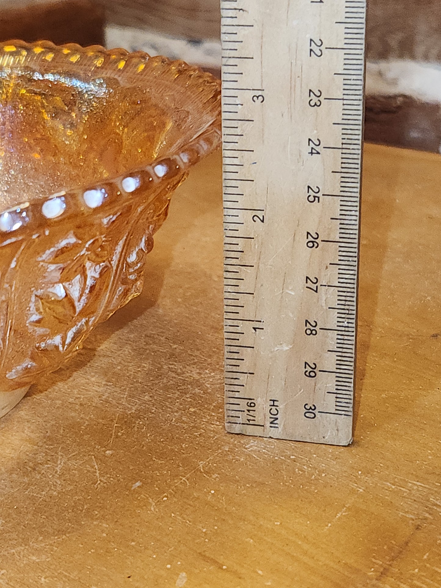Vintage Carnival Glass Imperial Bowl Open Rose Pattern Scalloped Edge rp8