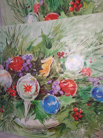 Vintage Christmas Place Mats Lot Of 6 Wipe Off and Re-Use 3 G. Galian Designs