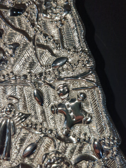 Vintage Gorham Silver Tone Metal Christmas Tree Treat dish