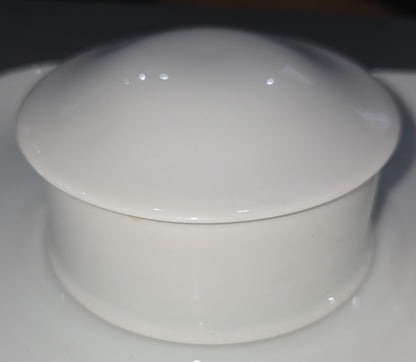 Vintage O. & E.G. Royal Austria White Porcelain Vanity Tray Hair Reciever Powder Jar vt7