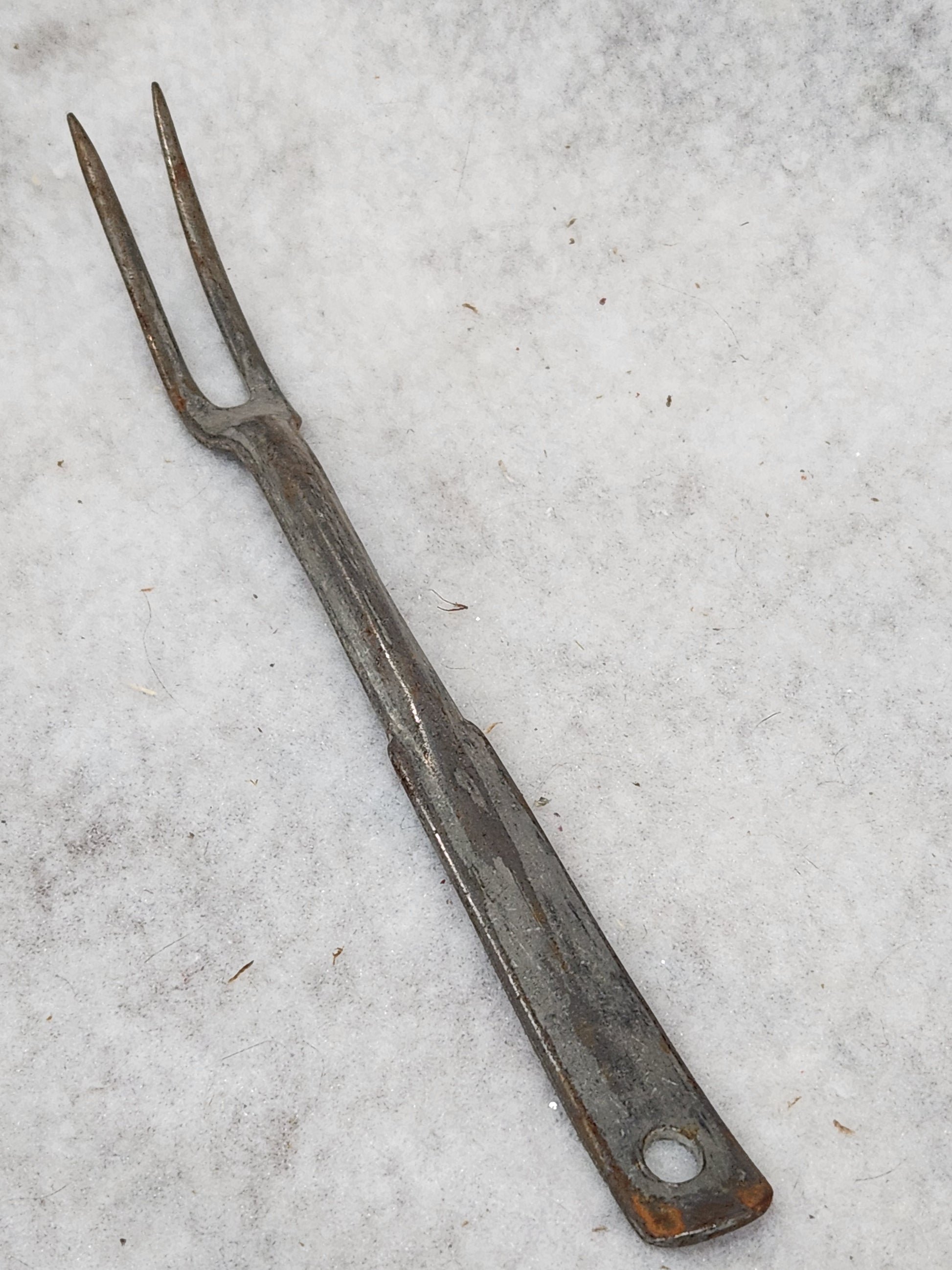 Antique Metal Two Pronged Serving Fork heavy kit66